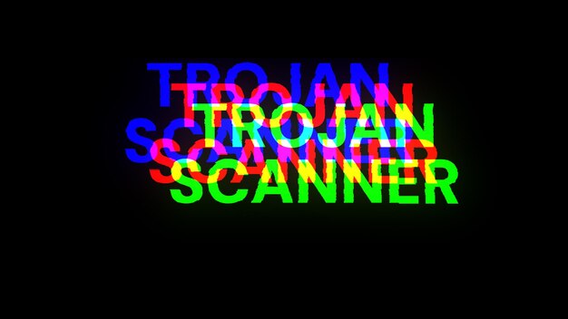 Photo trojan scanner text with screen effects of technological glitches