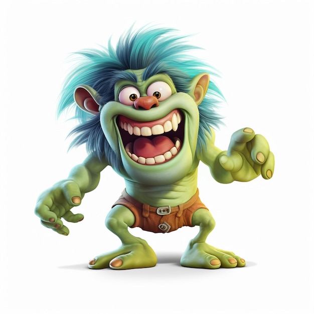 Troll 2d cartoon illustraton op witte achtergrond hoog