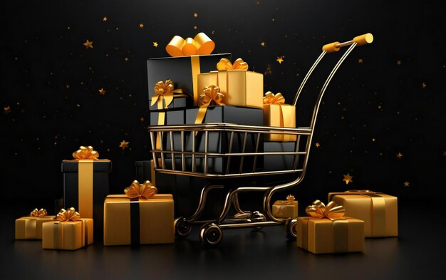 Foto trolley e icona regalo per il poster del black friday