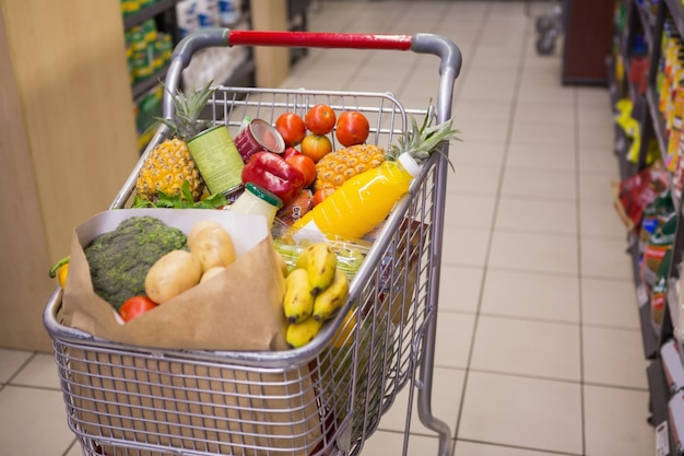 A trolley with healthy food 