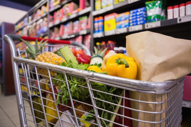 A trolley with healthy food 