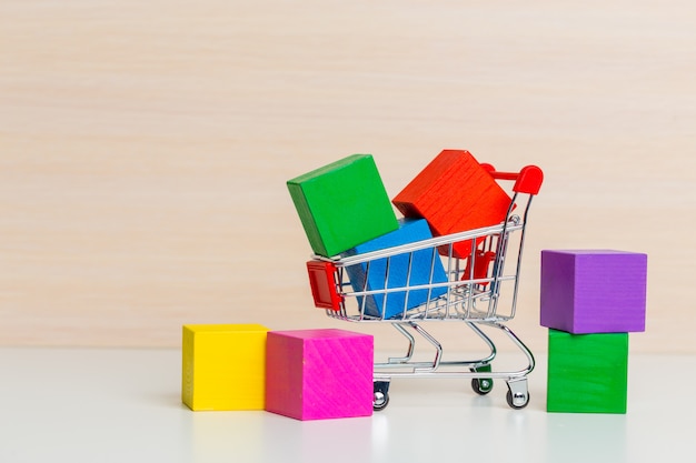 Trolley on wooden background