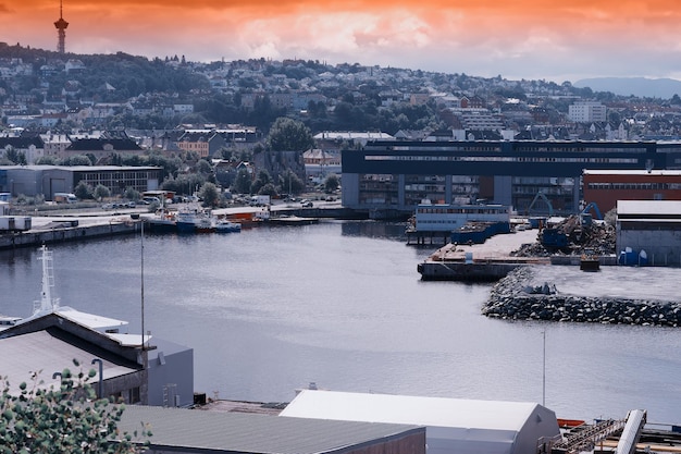 Trondheim city port background hd