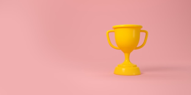 Trophy cup on pink background