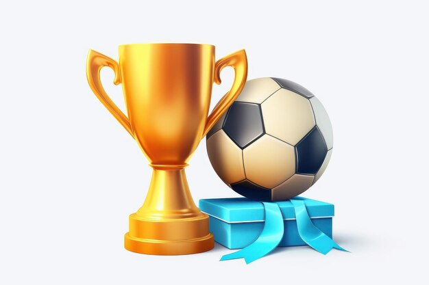 Trophy cup with soccer ball Beautiful illustration picture Generative AI