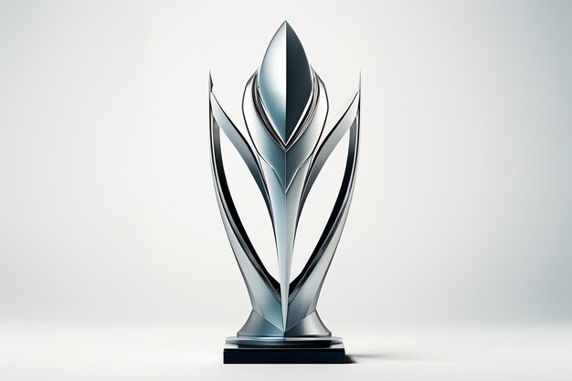 The trophy stands on a textured