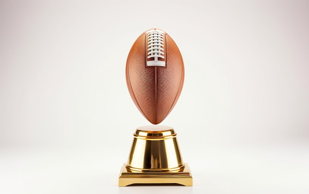 Trophy with American Football Ball on White