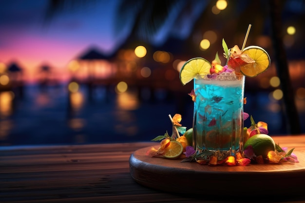 a tropic cocktail on the beach