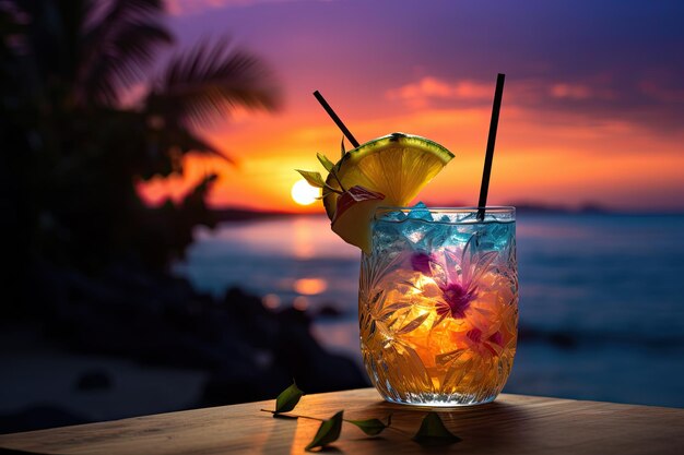 a tropic cocktail on the beach