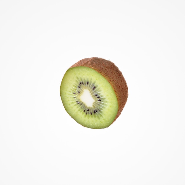 Tropic fruit composition. Sweet colorful half kiwi isolat on white studio background.