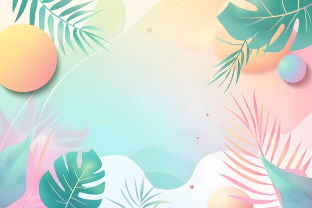 Photo tropical background with leaves and pastel gradients