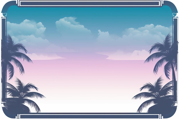 Tropical background with palm trees and clouds