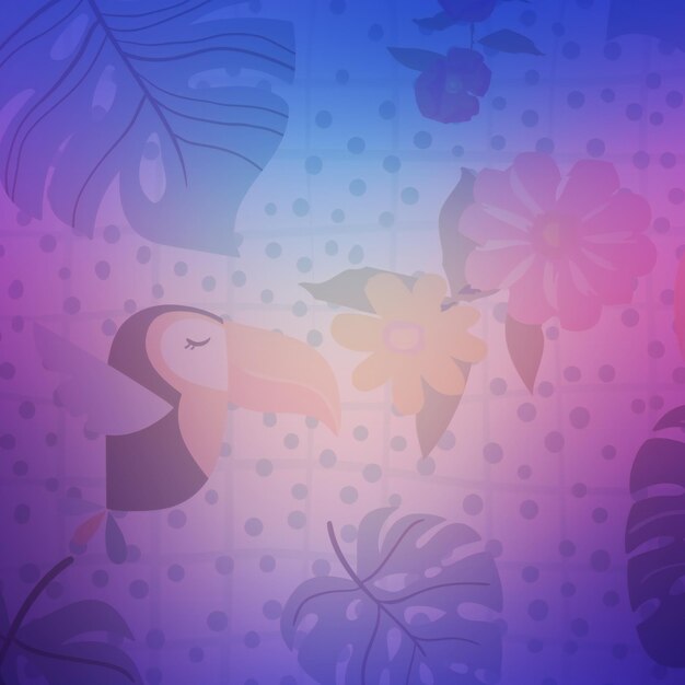 Photo tropical background with toucan and flowers