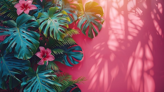 Photo tropical banner leaves background