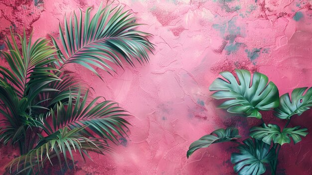 Tropical Banner Leaves Background