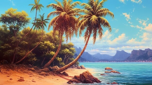 Tropical beach art