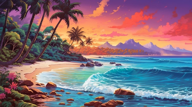 Tropical beach art