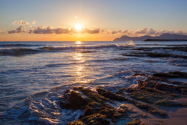 Tropical beach at beautiful sunset