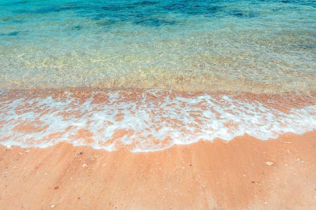 Тропический пляж и синее море летом