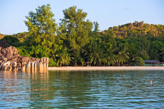 Tropical beach at Curieuse island Seychelles