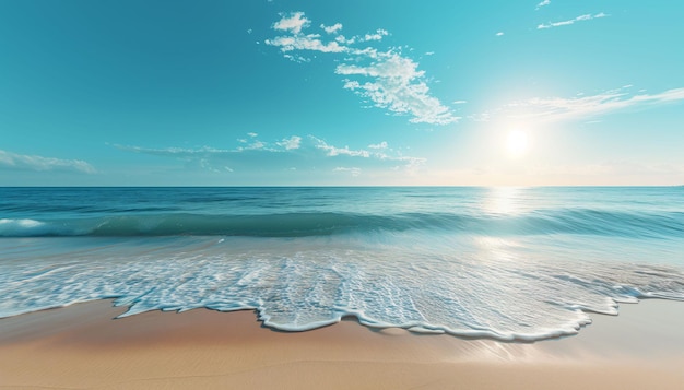 Foto paesaggio di spiaggia tropicale mare turchese estate con dolci onde oceaniche