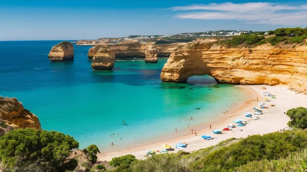Tropical beach perfect for spending summer afternoons in algarve portugal