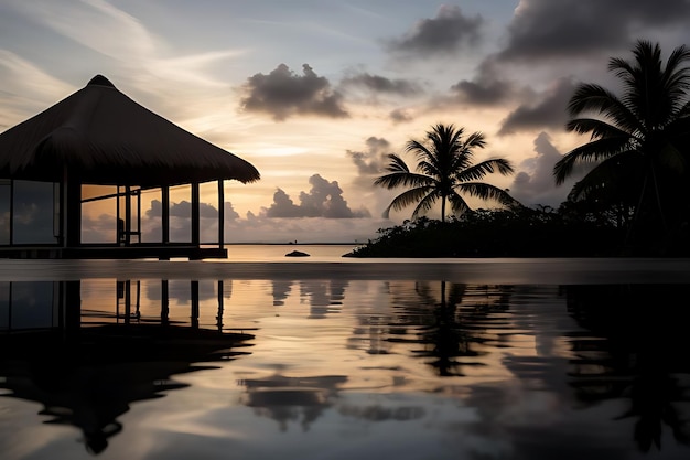 tropical beach sunset anime view