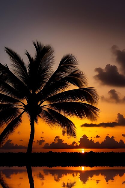 tropical beach sunset anime view