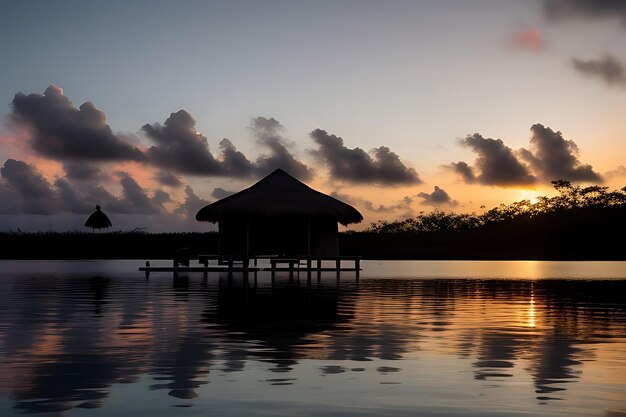 tropical beach sunset anime view