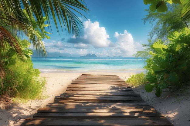 Tropical Beach Walkway Scene