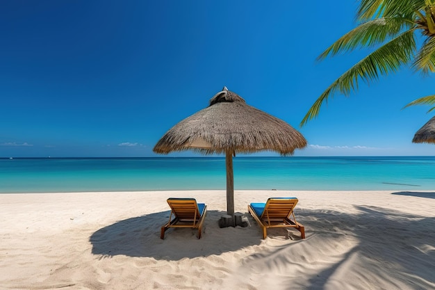 tropical Beach in white sand background