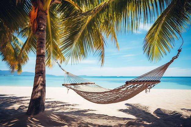 Tropical Beach with Beachside Hammocks