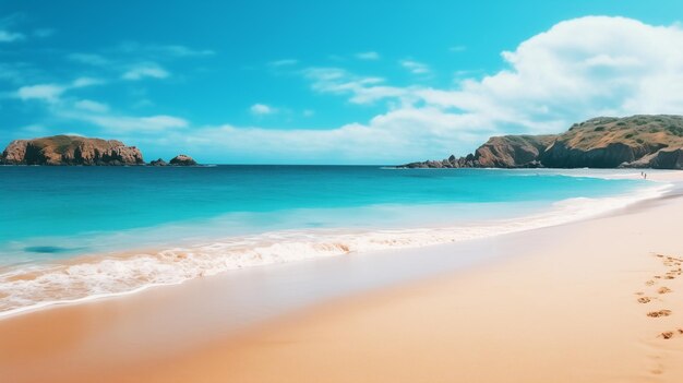 Тропический пляж с голубым небом и белыми облаками абстрактный фон текстуры