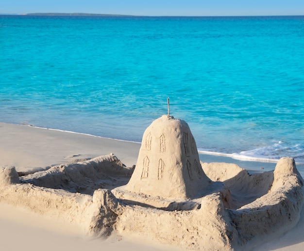 tropical beach with castle