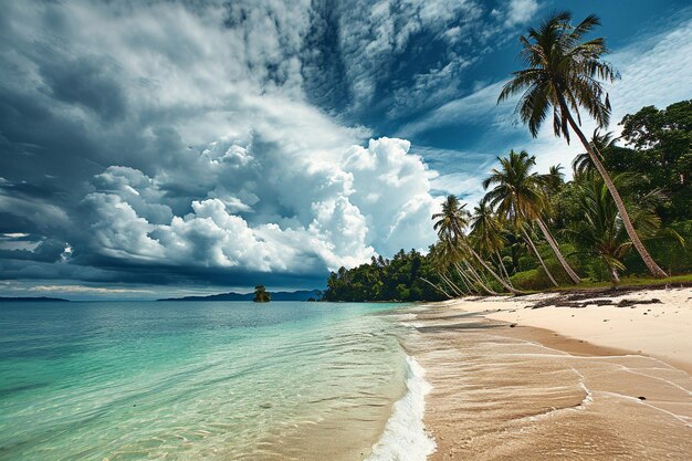 Tropical beach with cloudy