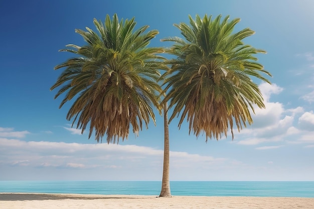 tropical beach with coconut palm trees