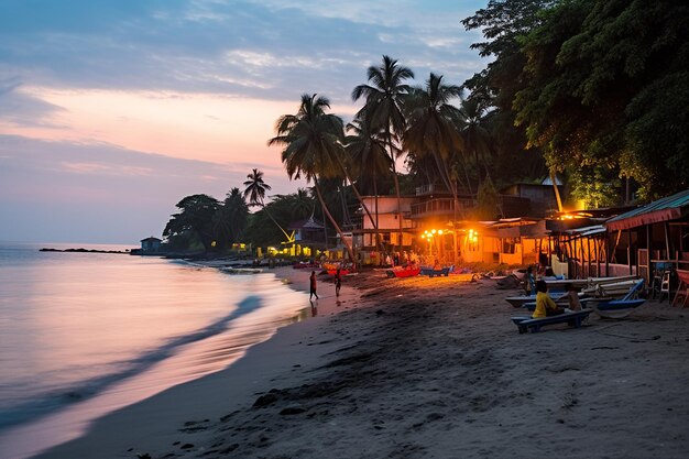 Tropical Beach with Evening Bazaars