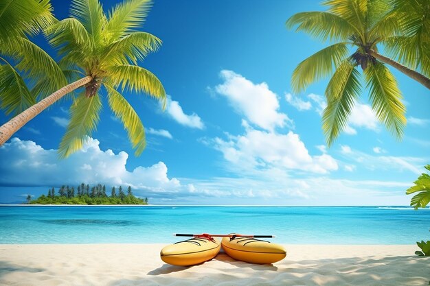 Tropical Beach with Ocean Kayaking