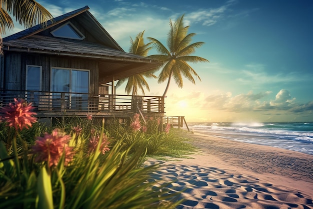 Tropical Beach with Oceanfront Walks