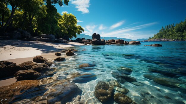 tropical beach with palm trees