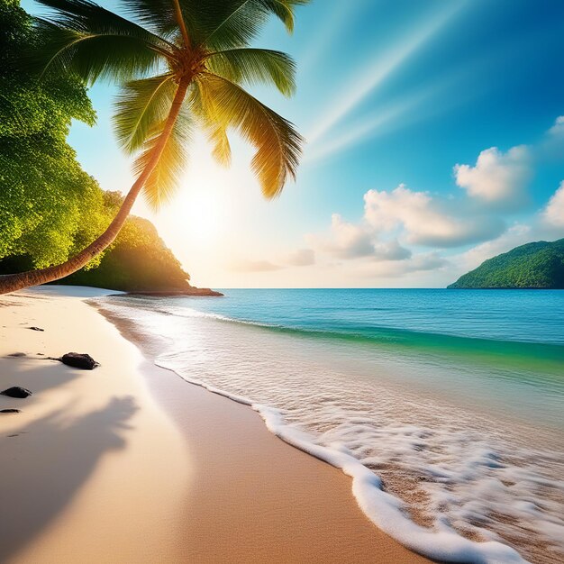 Tropical Beach with Sandy Shoreline a Perfect Summer Holiday Background