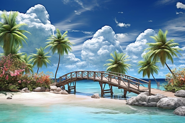 Tropical Beach with Sea Bridges