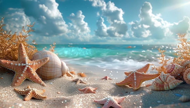 Foto spiaggia tropicale con stella di mare sulla sabbia vacanze estive viaggi e vacanze in spiaggia