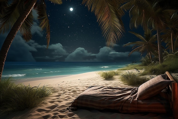 Tropical Beach with Starlight Picnics