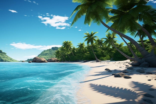 Tropical beach with turquoise water and palm Generative ai