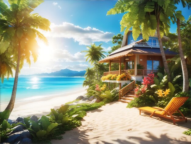 Beach House Bali Aesthetic Anime Wallpapers - Anime Background