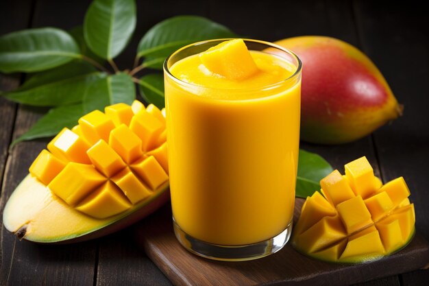 Tropical bliss fresh mango juice and fruit smoothie