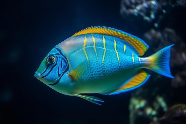 Tropical blue fish in underwater