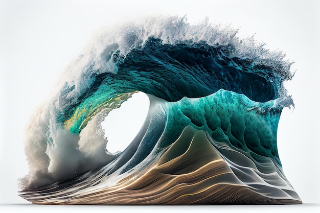 Tropical blue surfing wave No people Beautiful deep blue tube wave in the Ocean Isolated