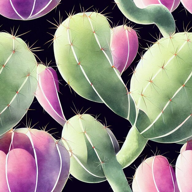 Tropical cactus succulent is an exotic plant. seamless
pattern